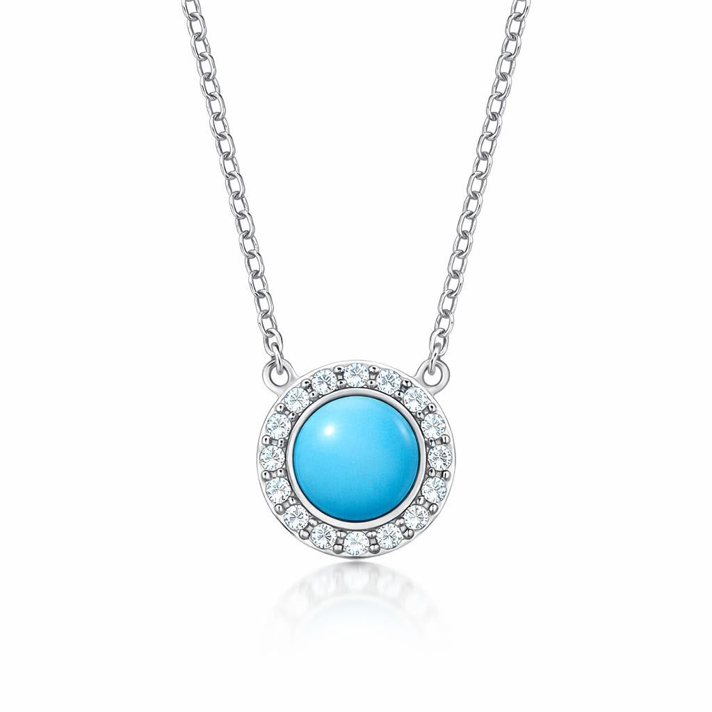 Sleeping Beauty Turquoise &amp; White Topaz Necklace