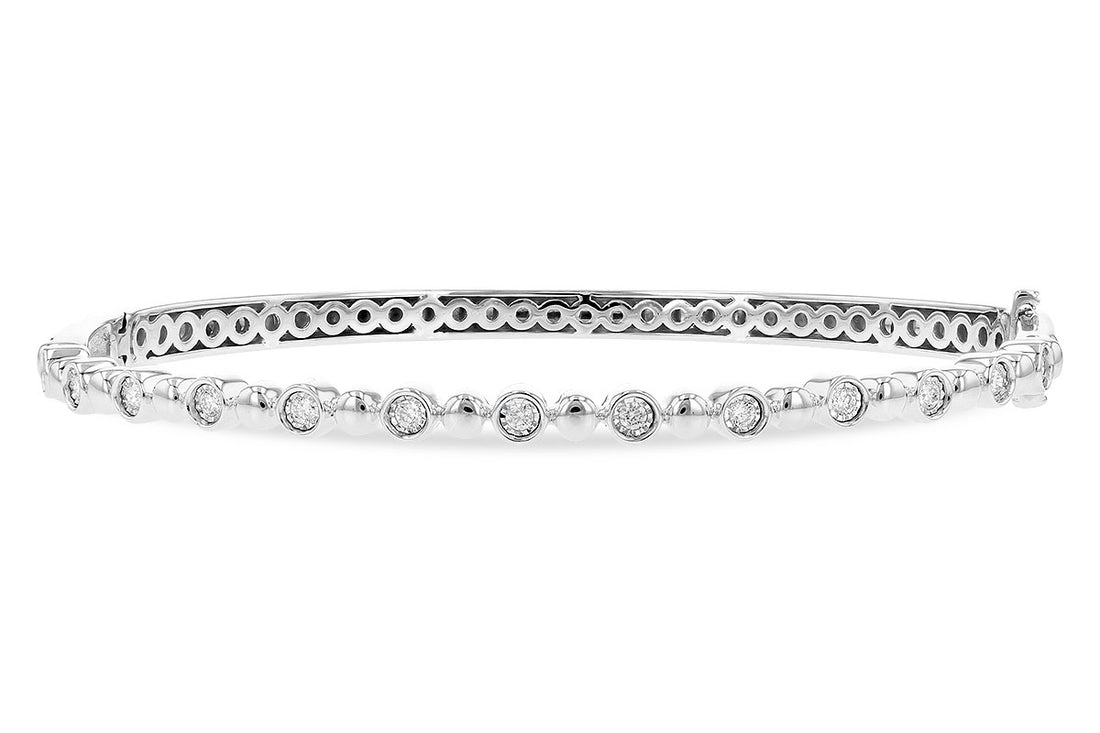 14 Karat White Gold Bangle Bracelet with 0.25 ct Natural Diamond Accent