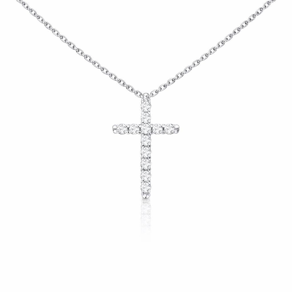 18 Karat White Gold Shared Prong Necklace