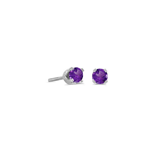 February Splendor: 14 Karat White Gold Amethyst Solitaire Studs