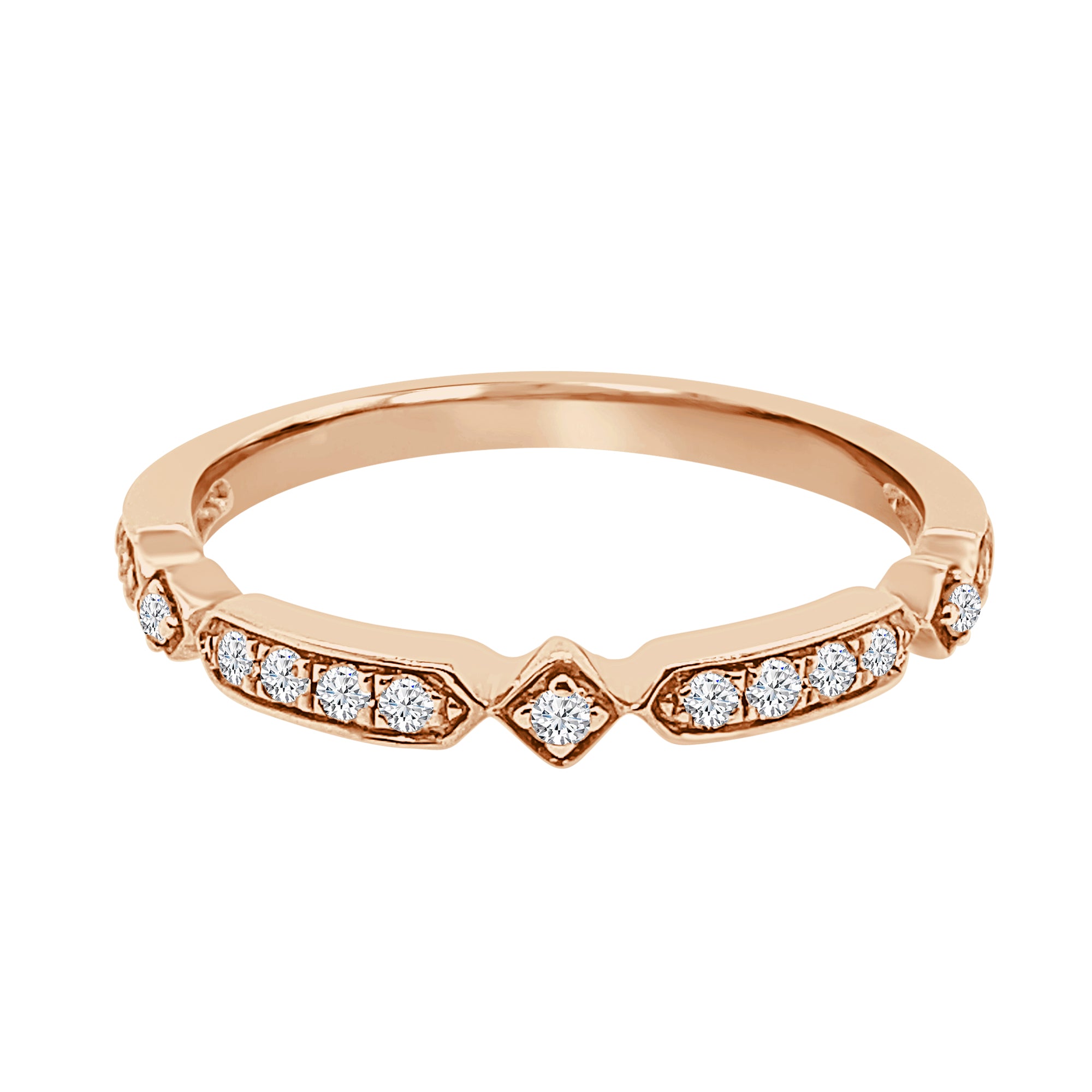 Sure! How about: 14 Karat Rose Gold Natural Diamond Wedding Band - 0.18 Carat?