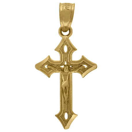 10K Yellow Gold Fancy Crucifix Necklace