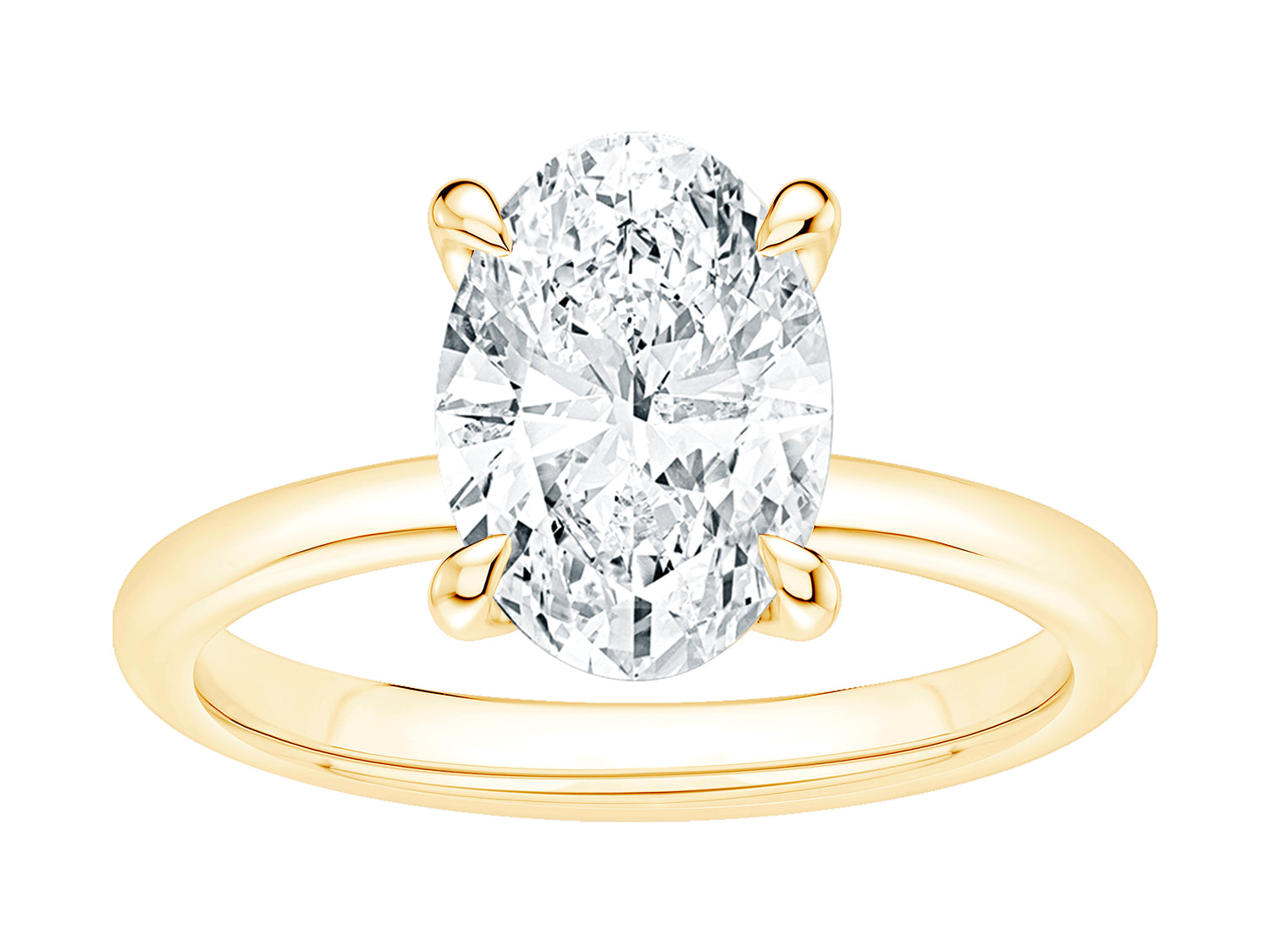 3.00 Oval Lab Diamond 14 Karat Yellow Gold Engagement Ring
