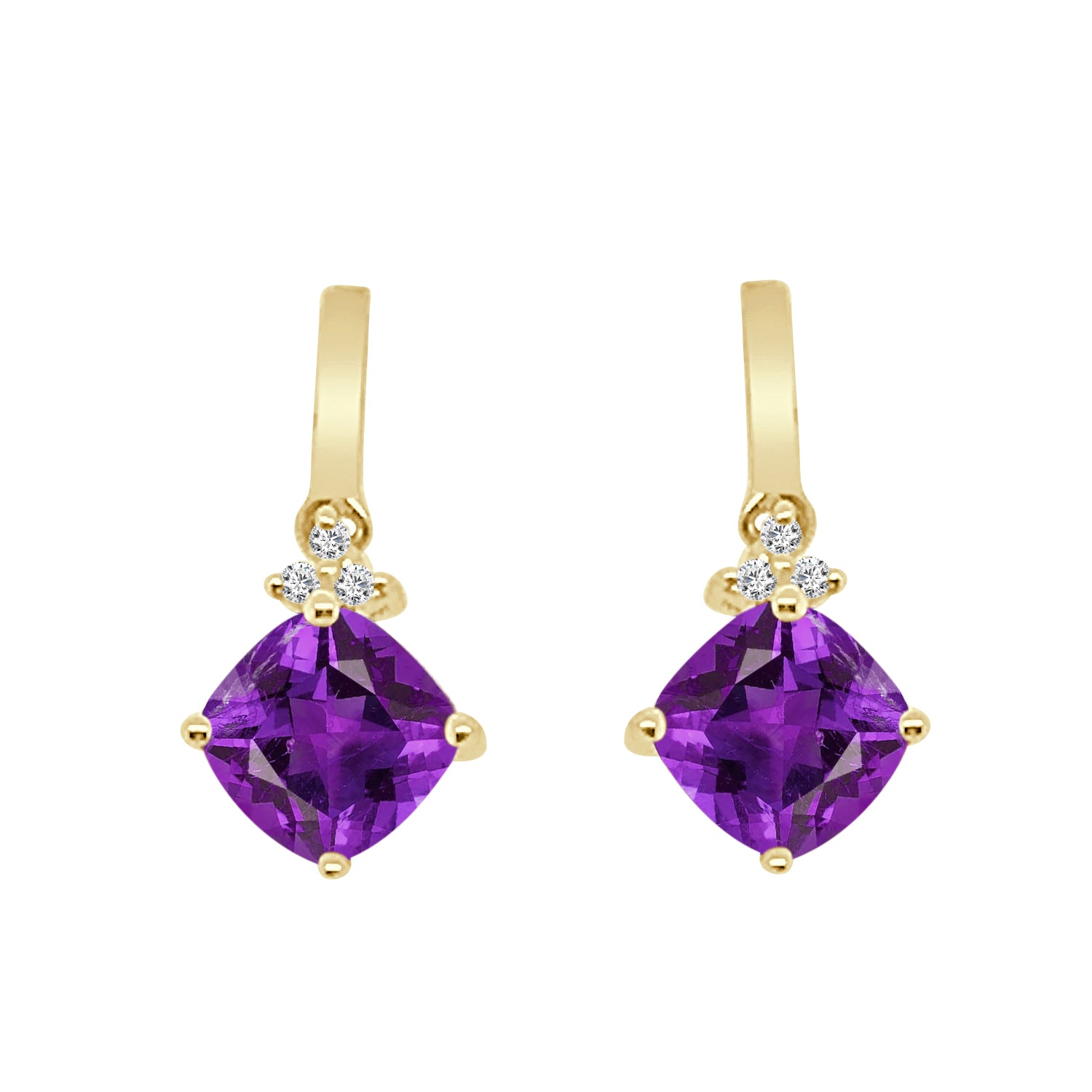 14 Karat Yellow Gold Amethyst Bar Earrings - 1.62 carats