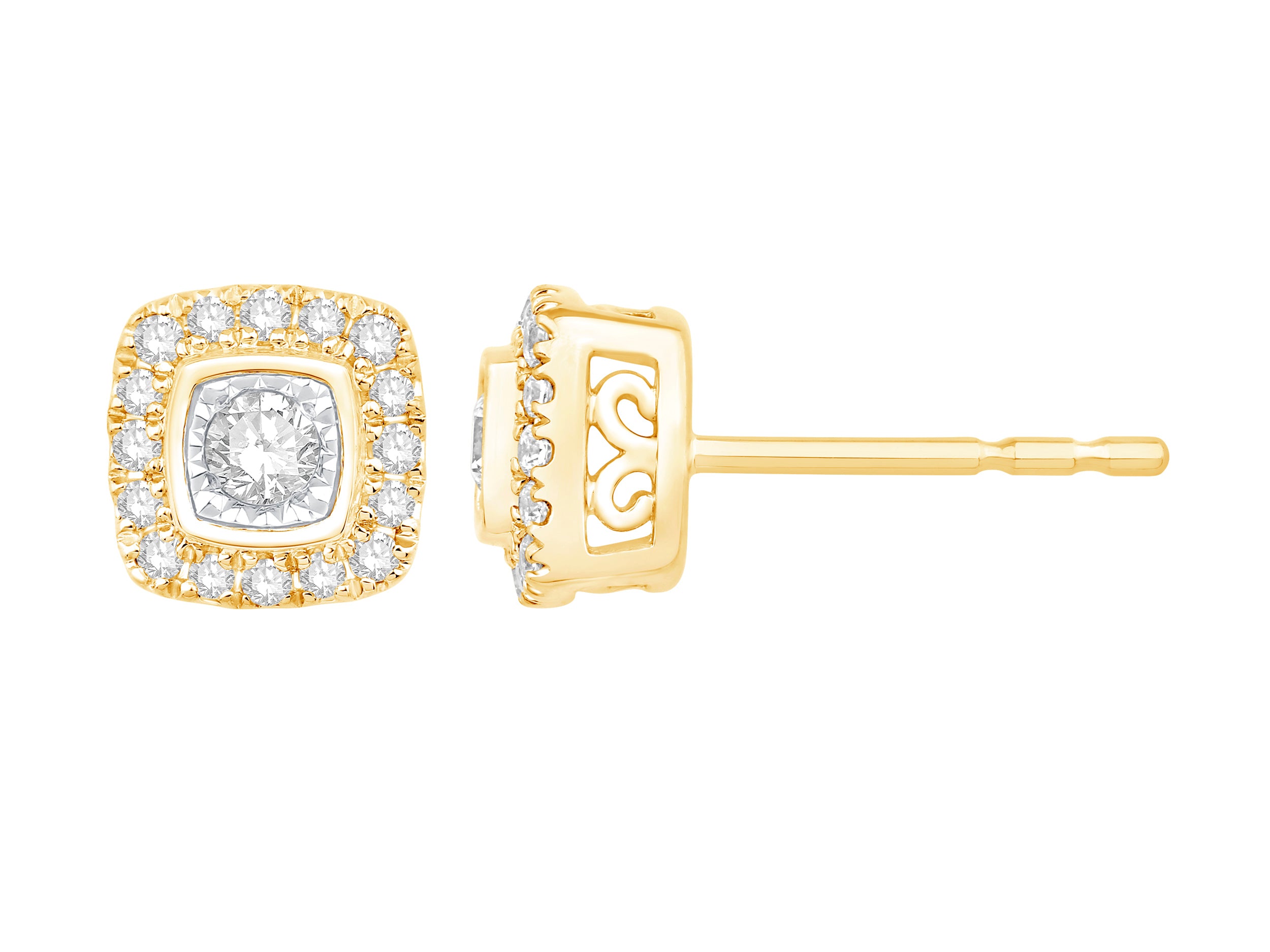 Square Miracle Earrings in 10 Karat Yellow Gold