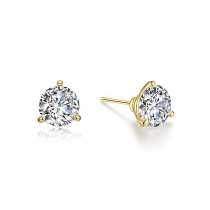 Martini Solitaire Studs in Gold Plated Sterling Silver with Lassaire 2