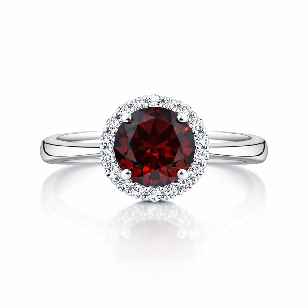 Genuine Garnet and White Topaz Ring