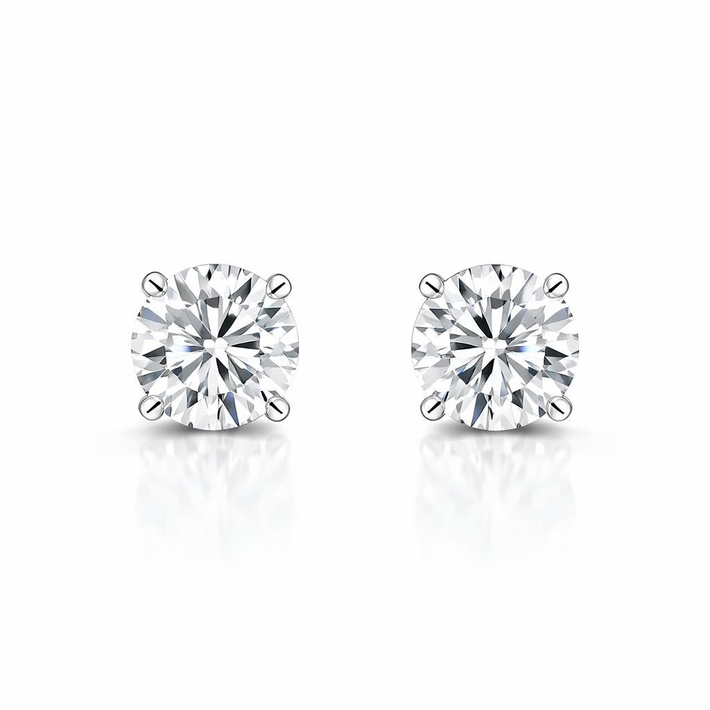 10 Karat White Gold Solitaire Studs