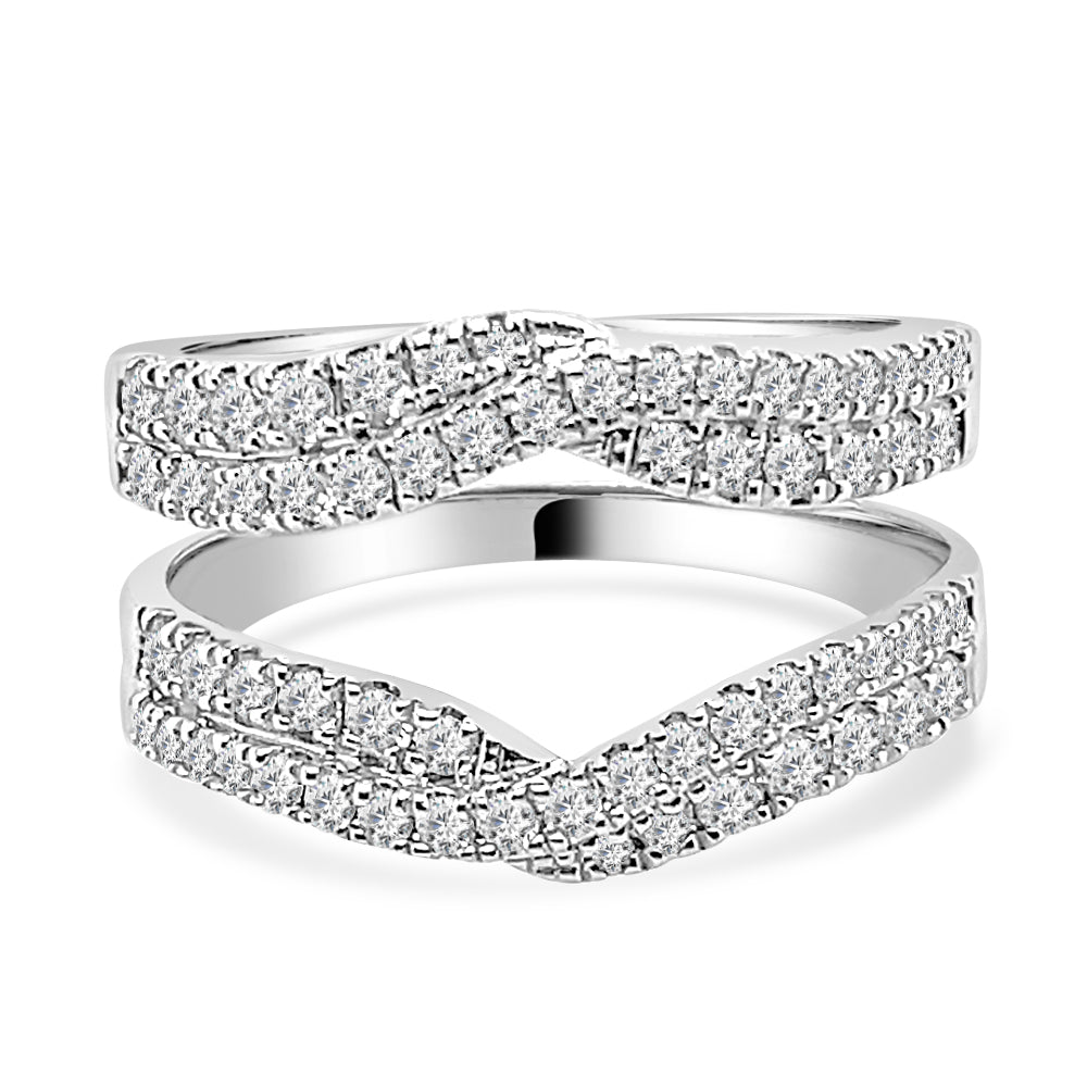 Dazzling Diamond Overpass Wedding Band in 14K White Gold - 1.00 ct Round Natural Diamond