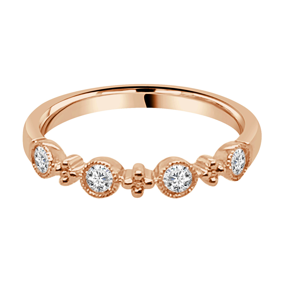 14 Karat Yellow Gold Ring with Bead &amp; Bezel Design