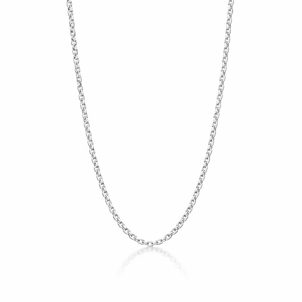14 Karat White Gold Diamond Cut Open Cable Chain