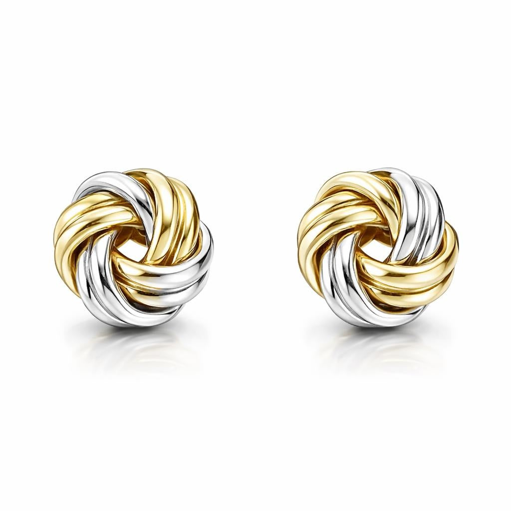Two-tone Love Knot Stud Earrings
