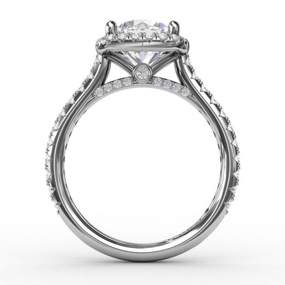Cushion Cut 14K White Gold Engagement Mounting