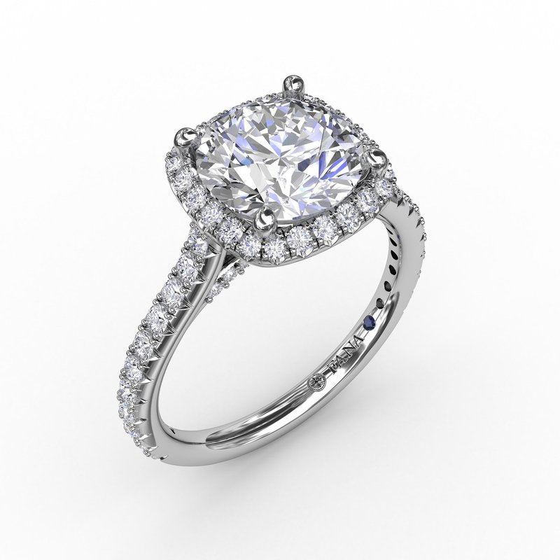 Cushion Cut 14K White Gold Engagement Mounting