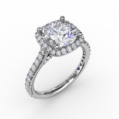 Cushion Cut 14K White Gold Engagement Mounting