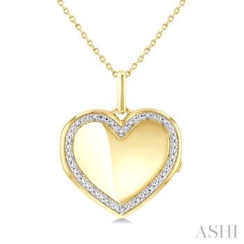 Gold Plated Sterling Silver Round Locket Necklace with Natural Diamond Accent (0.1 ct)