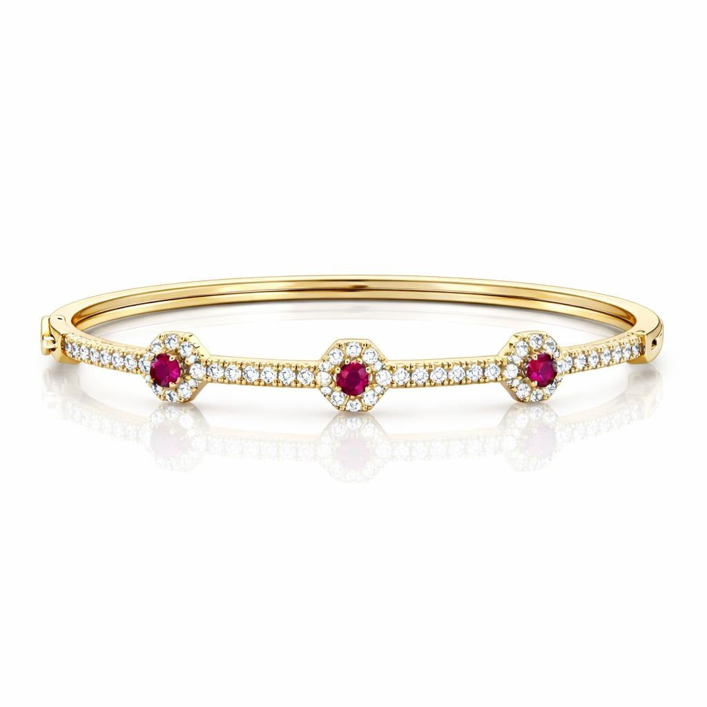 14 Karat Yellow Gold Bangle with Rubies