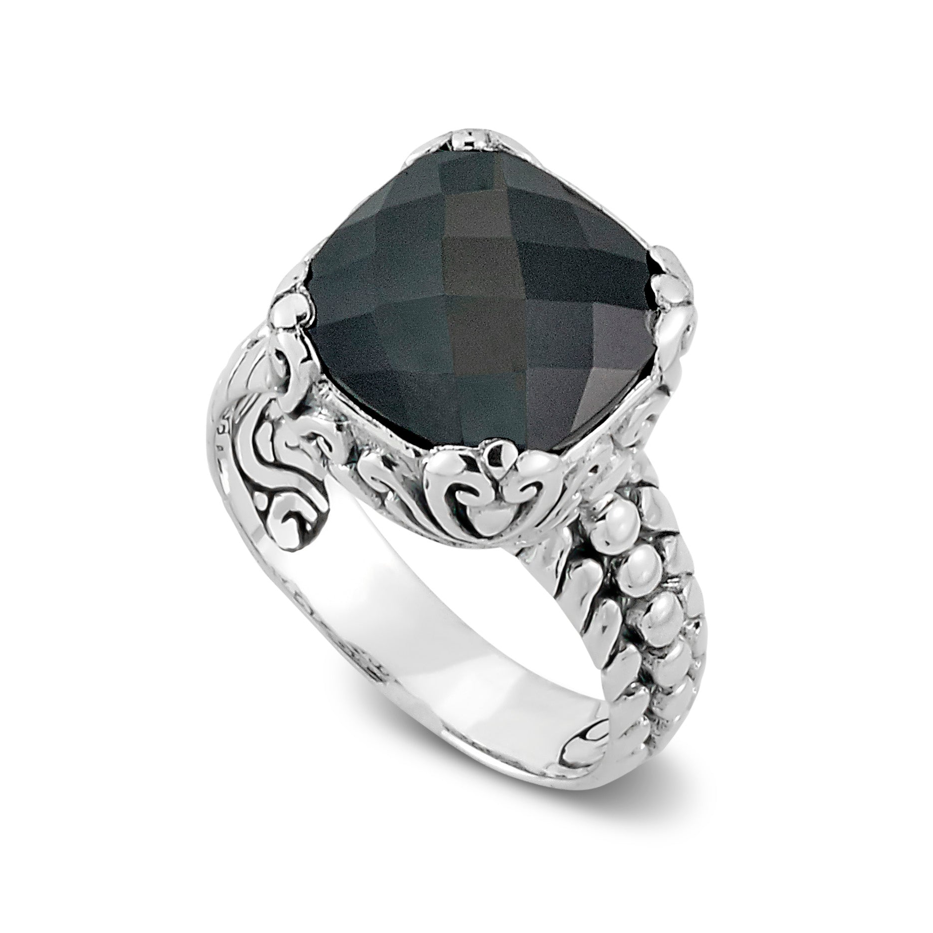 Textured Onyx Sterling Silver Ring