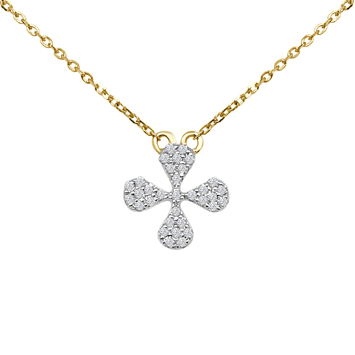 Fancy Diamond 14K Yellow Gold Necklace with 0.13 Carat Natural Diamond
