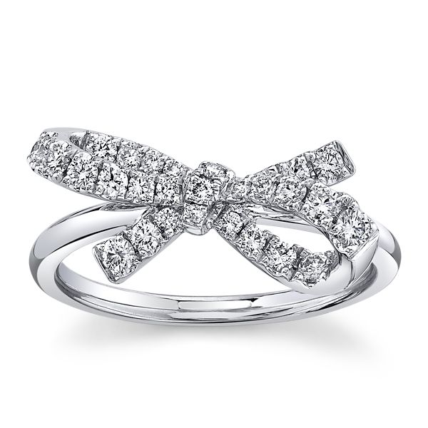 Presence Bow 18K White Gold Ring with 0.43 ct Natural Diamond