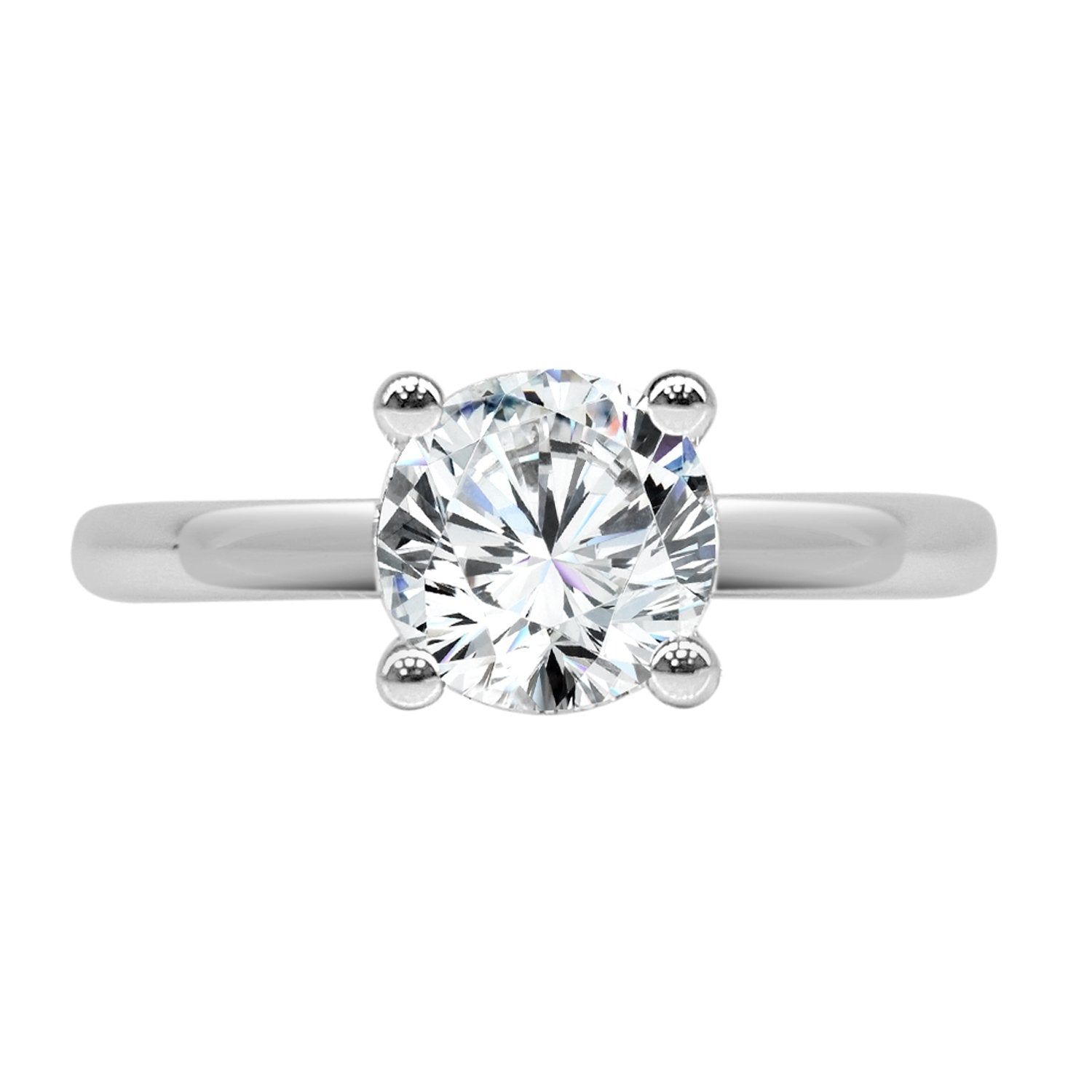 14K White Gold Round Natural Diamond Engagement Ring - 0.47 Carats