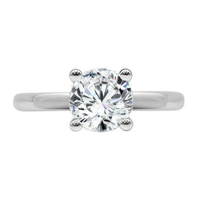 14K White Gold Round Natural Diamond Engagement Ring - 0.47 Carats