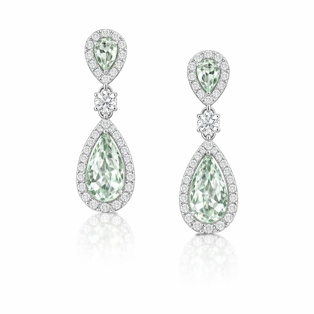 14 Karat White Gold Double Teardrop Earrings