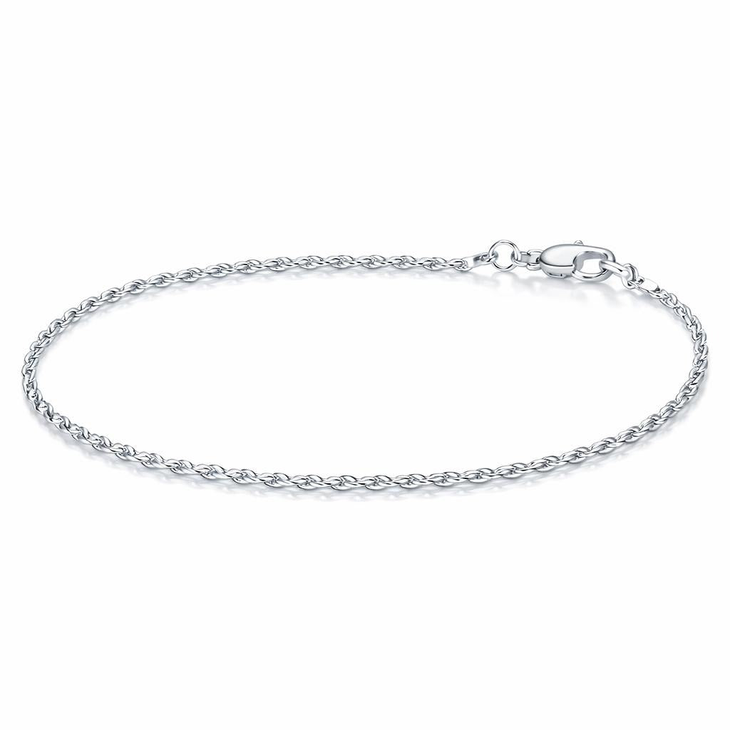 Sterling Silver Diamond-Cut Rope Anklet