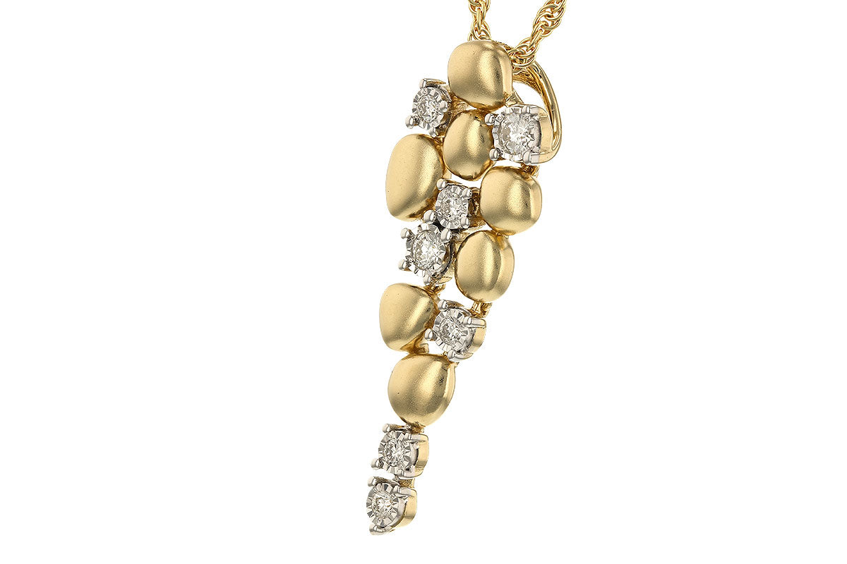 Natural Diamond Round Shape 0.25 Carat Yellow Gold Pebble Necklace in 14 Karat Two-Tone