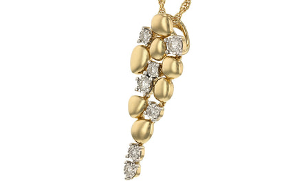 Natural Diamond Round Shape 0.25 Carat Yellow Gold Pebble Necklace in 14 Karat Two-Tone
