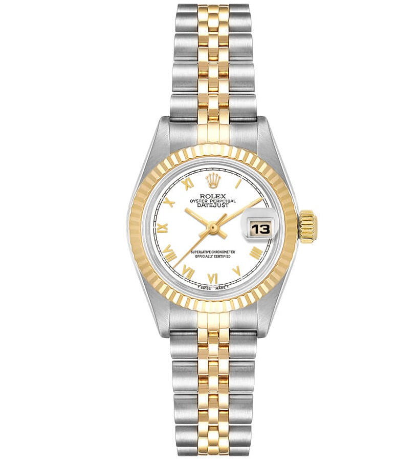 Rolex Datejust 69173 White Roman and Diamond Markers Watch