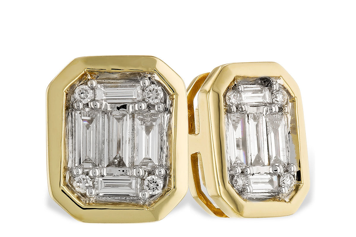 14 Karat Yellow Gold Baguette Natural Diamond Earrings (0.24ct)