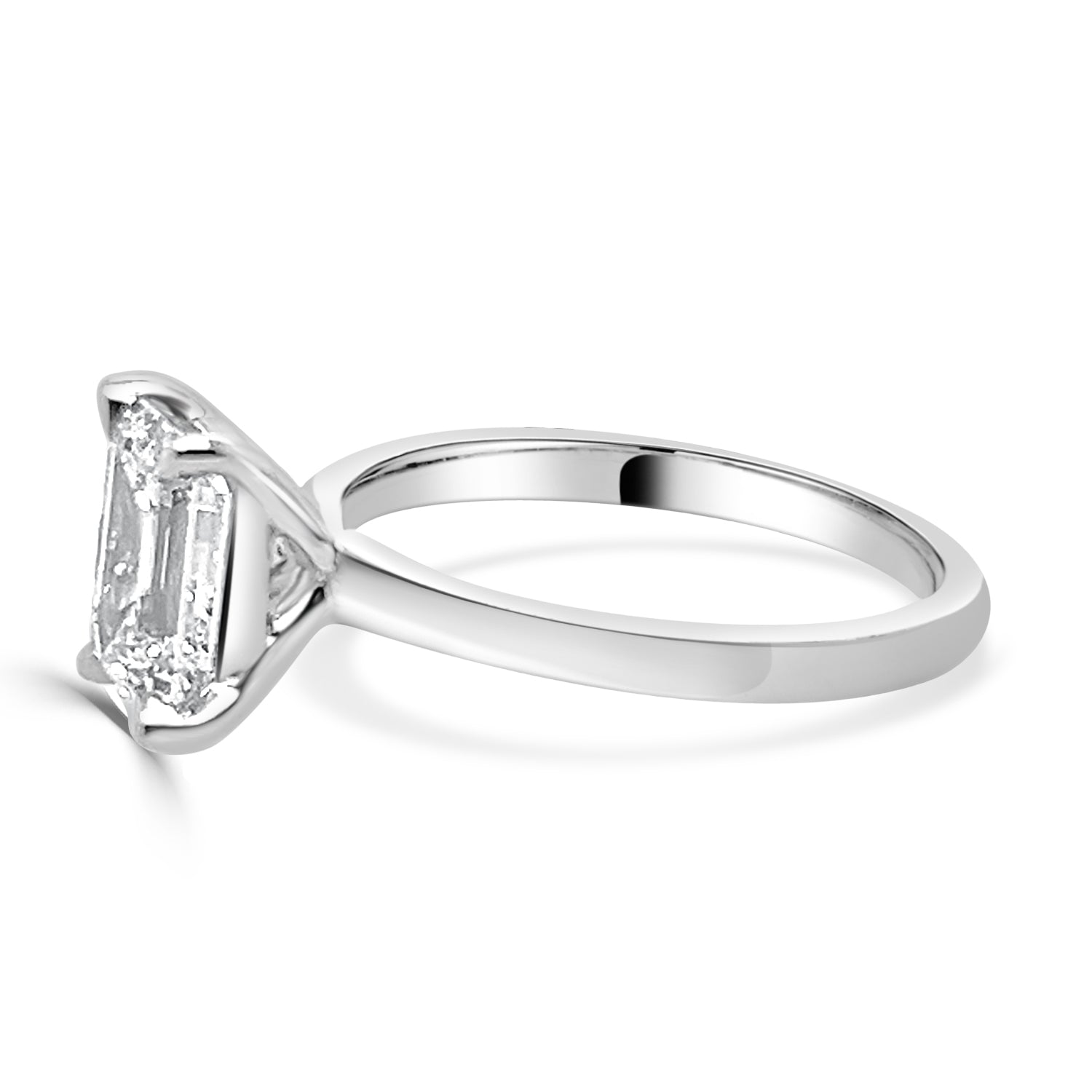 Emerald Cut Lab Diamond Engagement Ring in 14 Karat White Gold - 1.27 Carats