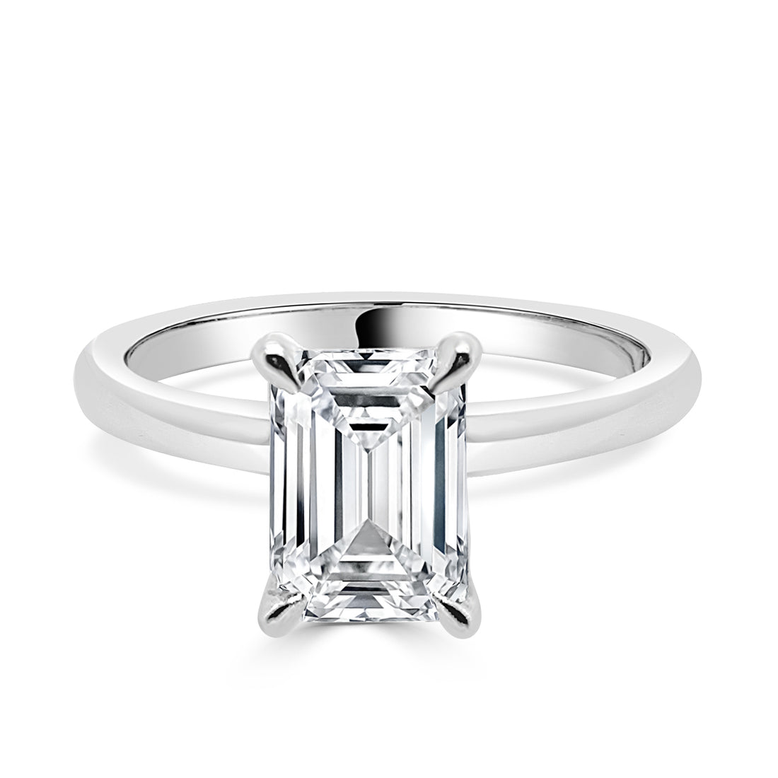 Emerald Cut Lab Diamond 14K White Gold Engagement Ring - 1.27 Carats