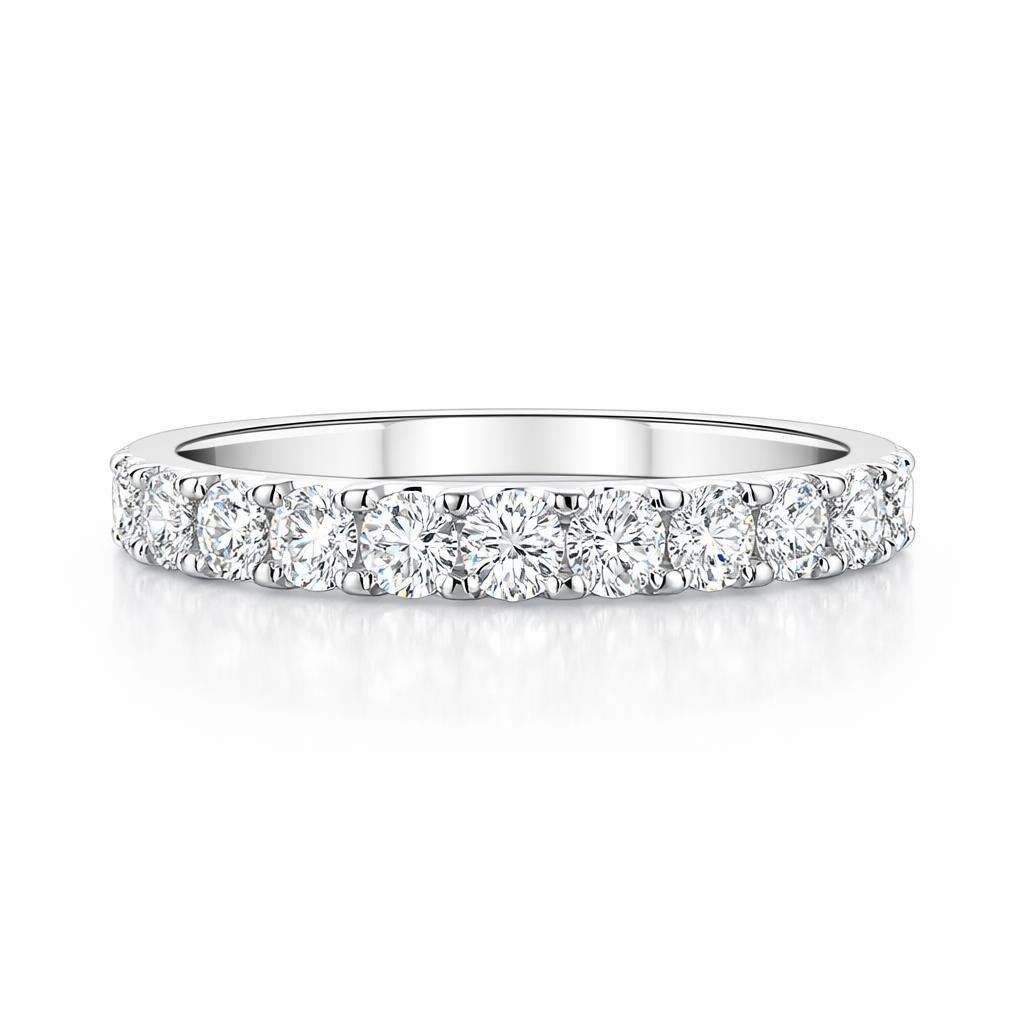 14 Karat White Gold Straight Diamond Wedding Band
