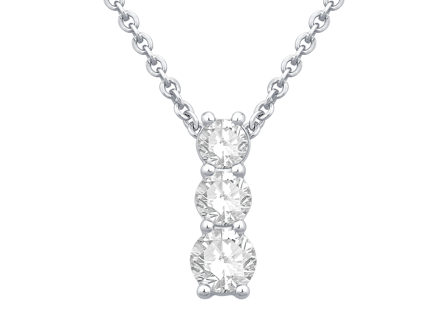Snowman Sparkle: 14K White Gold Lab Diamond Round Shape Necklace - 1.04 carats