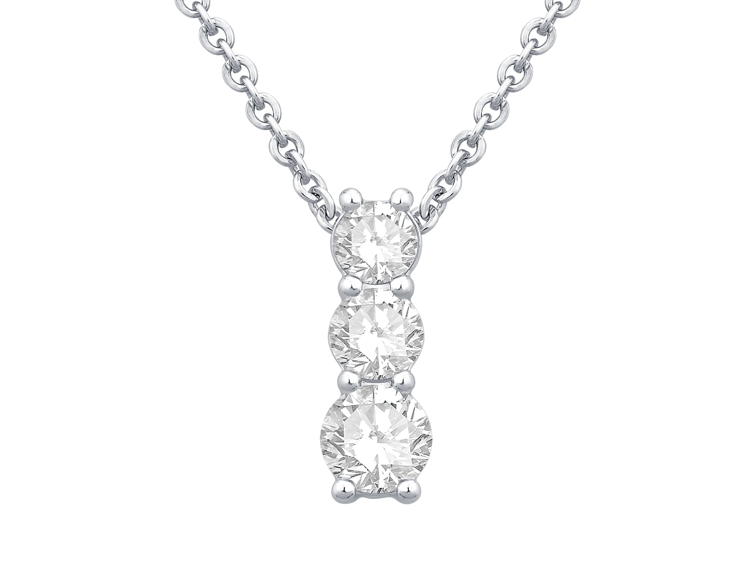 Snowman Sparkle: 14K White Gold Lab Diamond Round Shape Necklace - 1.04 carats
