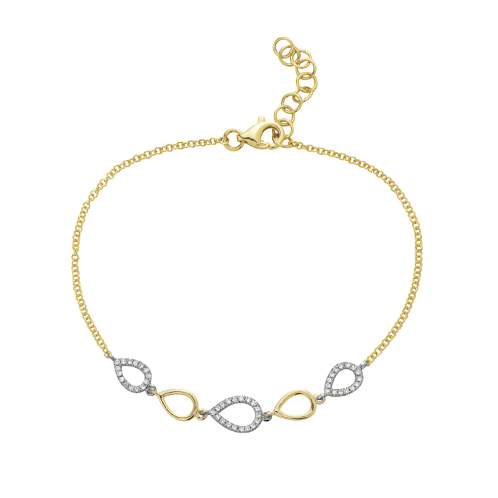 14 Karat Two-Tone Natural Diamond Bracelet with 0.11 Carats