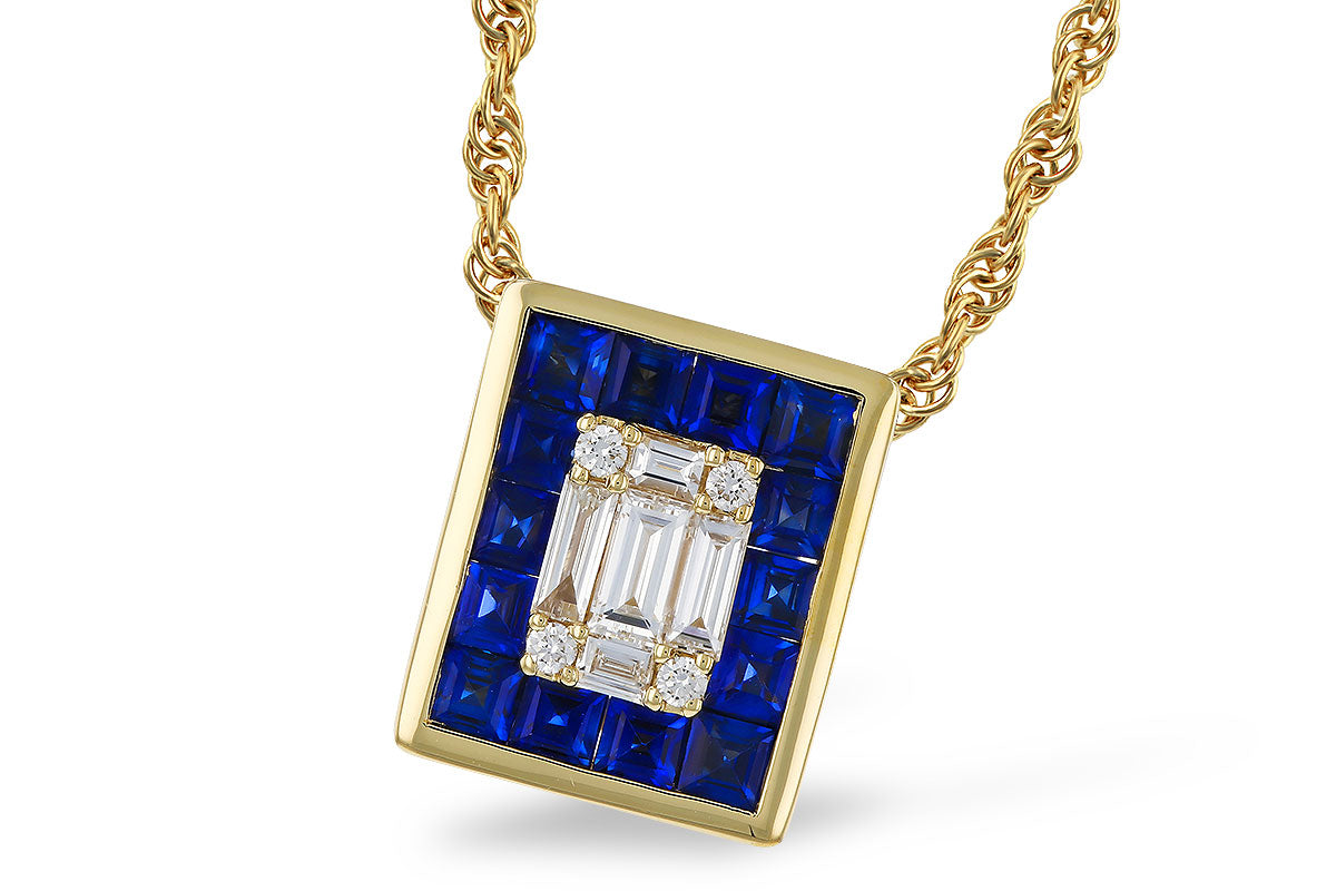 14 Karat Yellow Gold Necklace with Blue Stones