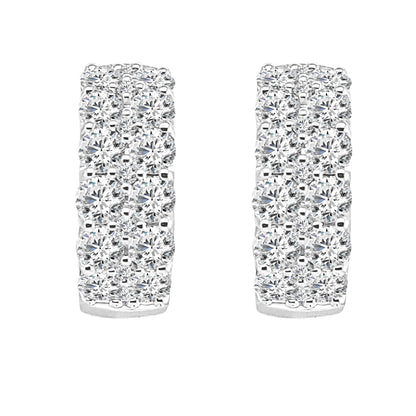 Petite Double Row 14K Yellow Gold Earrings with Natural Diamond Accent (2.00 CTW)