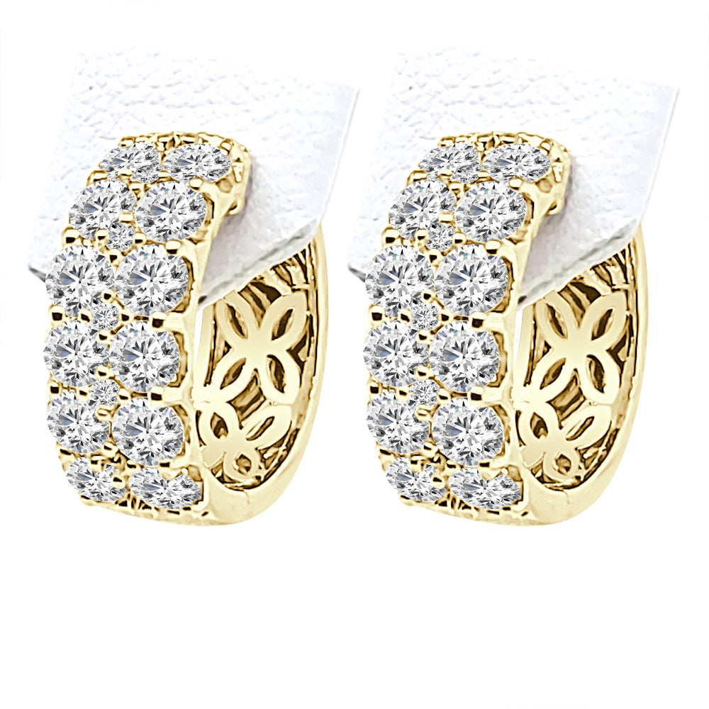 Petite Double Row 14K Yellow Gold Earrings with Natural Diamond Accent (2.00 CTW)