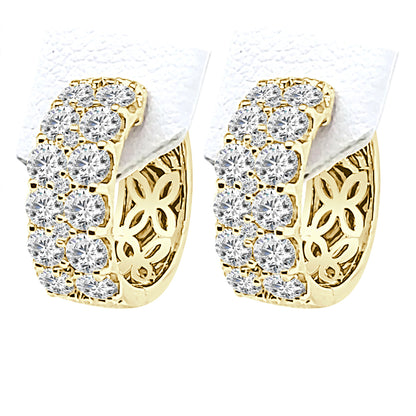 Petite Double Row 14K Yellow Gold Earrings with Natural Diamond Accent (2.00 CTW)