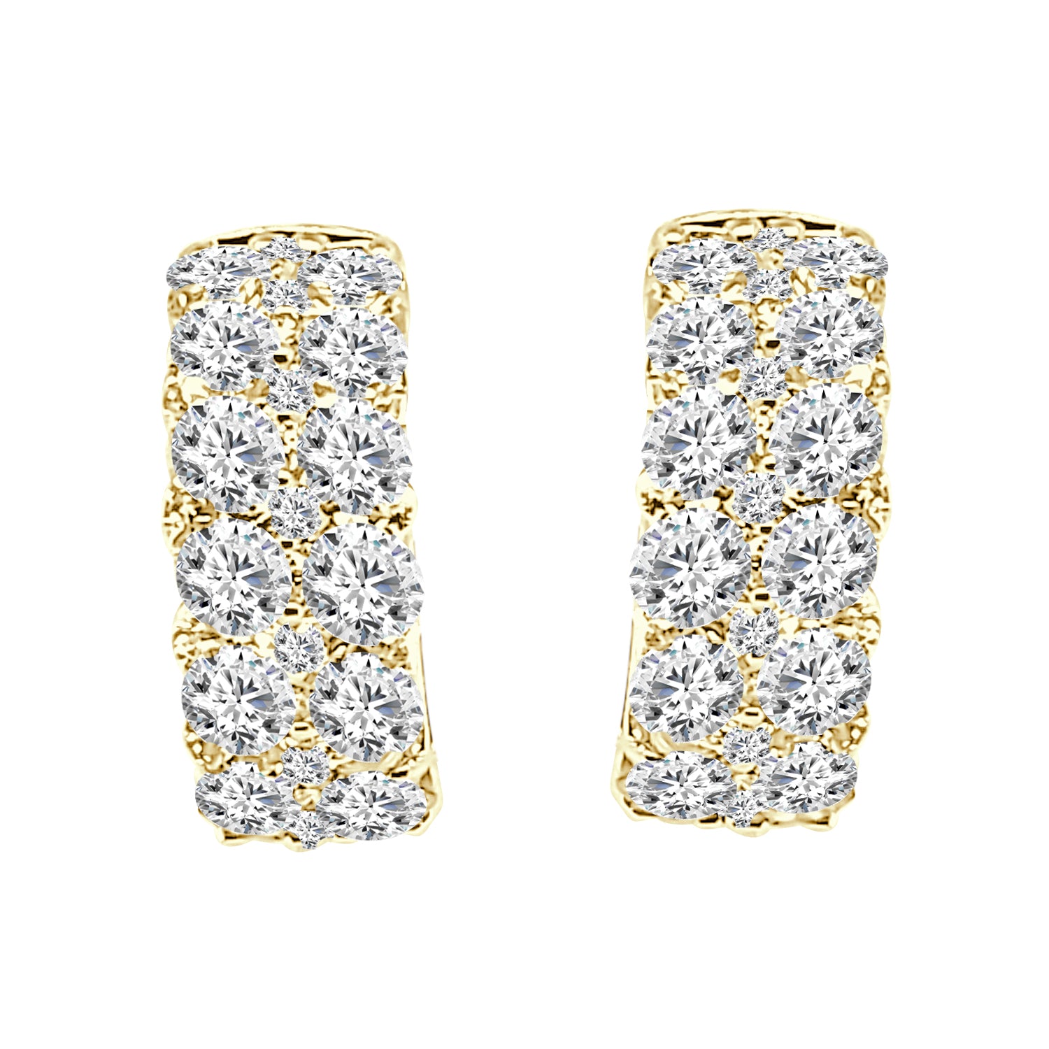 Petite Double Row 14K Yellow Gold Earrings with Natural Diamond Accent (2.00 CTW)