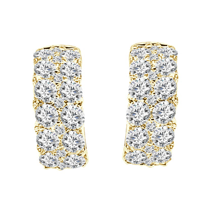 Petite Double Row 14K Yellow Gold Earrings with Natural Diamond Accent (2.00 CTW)