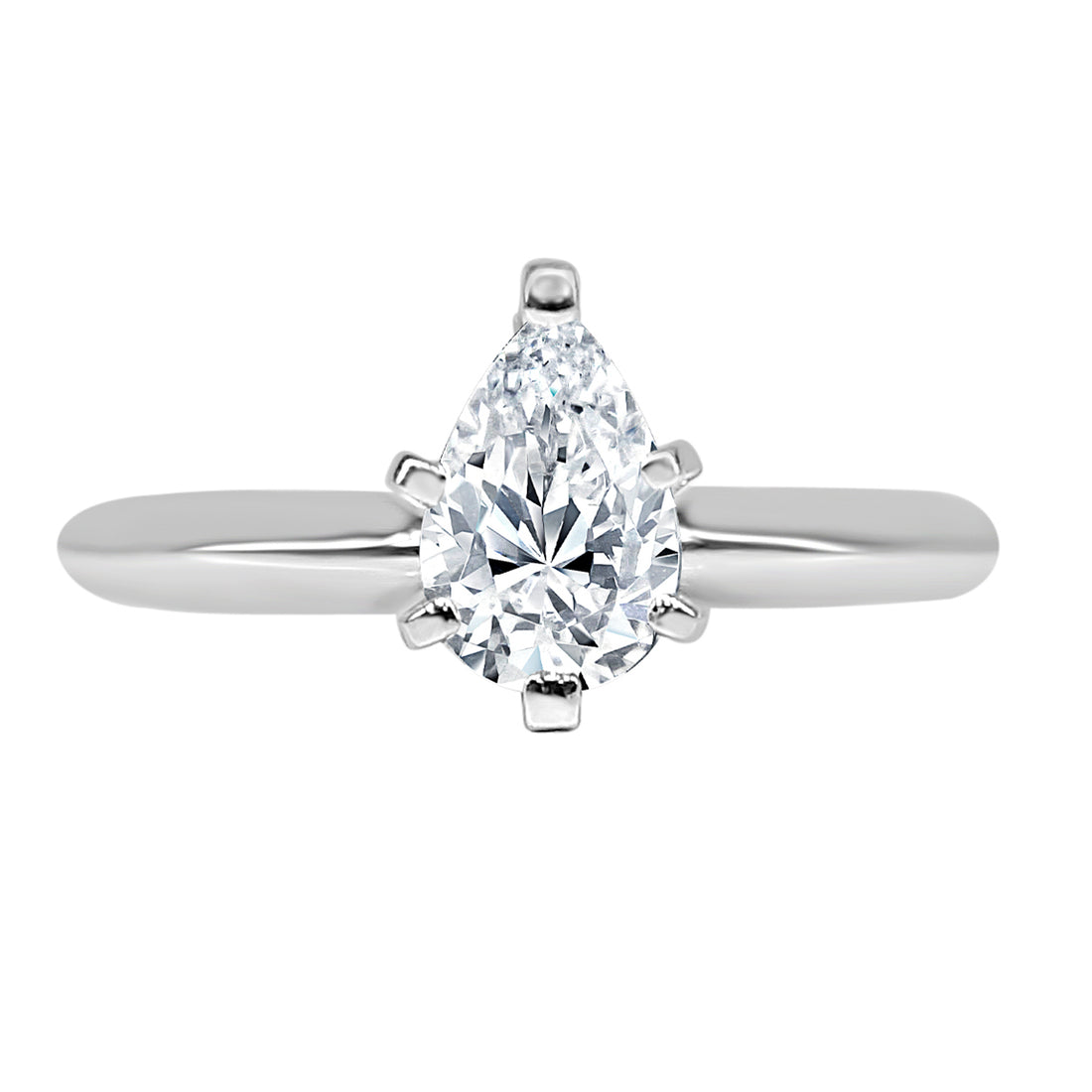 Pear Shape Natural Diamond Engagement Ring in 14 Karat White Gold (0.54 ct)