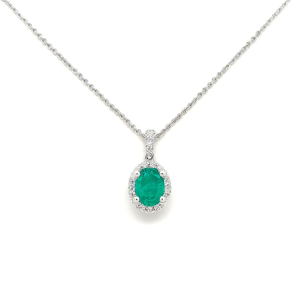 14 Karat White Gold Halo Necklace