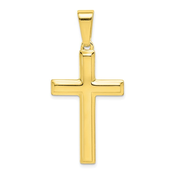 Gold Plated Sterling Silver Necklace with Gold-tone Polished Cross Pendant