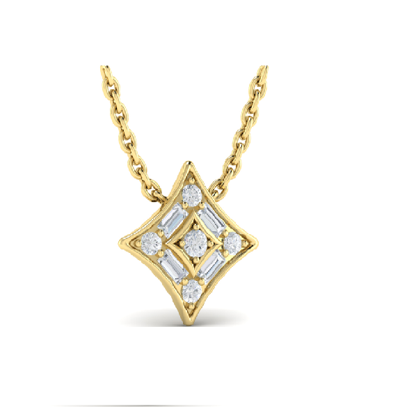 14K Yellow Gold Mosaic Star Diamond Necklace - 0.35ct