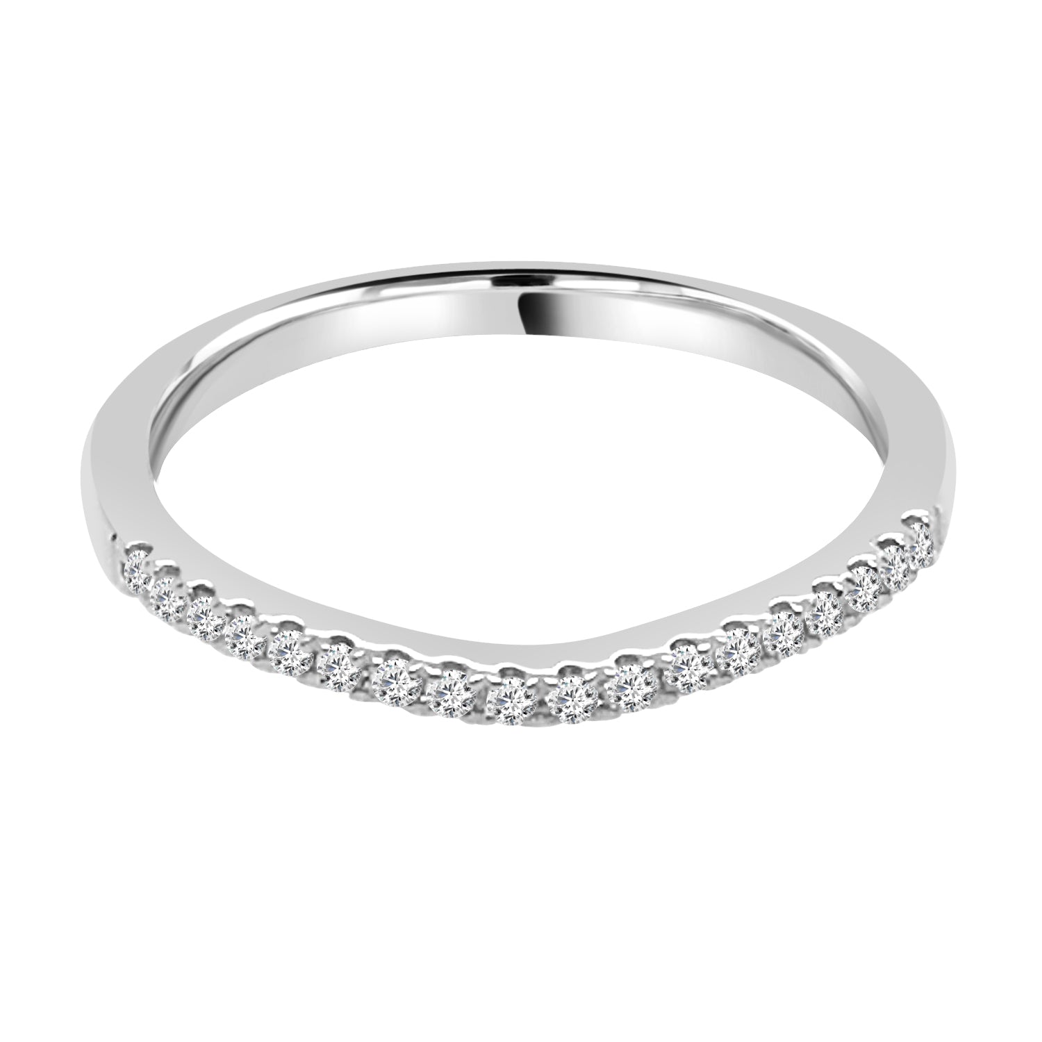 10K Yellow Gold Curved Wedding Band with 0.13 Carat Natural Diamond
