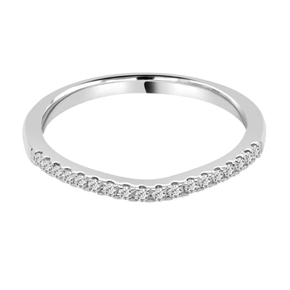 10K Yellow Gold Curved Wedding Band with 0.13 Carat Natural Diamond